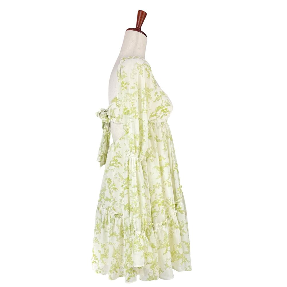 URBAN OUTFITTERS Lannette Green Toile Fairy Print Whimsy Elf Mini Dress Size XS - Picture 8 of 11